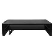 EAYHM Monitor Stand Two Tier Type Desktop Stand with 2 Outlets Wooden Top B 397