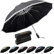 [DAWNTREES] Travel Folding Umbrella | UPF 50+ 99% UV Protection,Sun UV Umbrella,Sturdy Windproof, Reflective Safety Strip,Compact Auto Open/Close Umbrella for Men Women,Gift Package