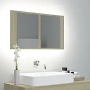 LED Bathroom Mirror Cabinet Sonoma Oak 80x12x45 cm with RGB Light and Acrylic Mirror for Contemporary Style and Storage