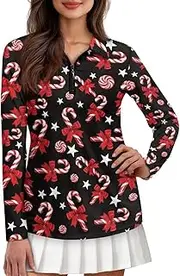 [Suhoaziia] Golf Shirts for Women Long Sleeve Moisture Wicking Quarter Zip Golf Tennis Polo Shirts Pullover Workout Tops
