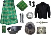 Men's Traditional Scottish Tartan kilt Outfit 10 Pieces kilt set Wedding Outfit