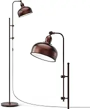 Costway Industrial Floor Lamp, Free-Standing Lamp w/Adjustable Height & Lamp Head, Rustic Desk Lamp in Bronze Finish & Metal Frame, Tall Floor Lamp for Living Room, Bedroom & Office