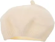 [LIFKOME] Knitted Beret Hat Cozy Decorative Beret Cap for Boy Girl Fashionable Accessory for Months Head Circumference for All Occasions Beige