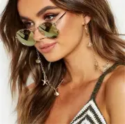 Gold Color Shell Sea Star Chic Sunglasses Eyeglasses Holder Chain Lanyard Cord