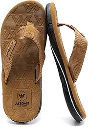 [TJJDRYSR] Flip Flops Men's Flip Flops Men's Sports Summer Beach Soft Thick Glides Sandals, 161 Brown, 7.5 AU