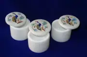 Round Marble Lapis Lazuli Peacock Art Handmade Jewelry Trinket Box Gifts For Her