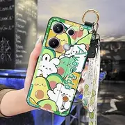 Phone Case Compatible with Redmi Note14S Global, Cartoon Waterproof Shockproof Durable Wristband Silicone Protective Cute Dirt-Resistant Ring