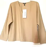 $258 BNWT Eileen Fisher Limited Edition Soft Wool Flannel HONEY Top LARGE L