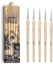 HIMI Gouache/Paint Detail Brushes Set 5 Pcs for Acrylic Oil Watercolor Face & Body Gouache Painting Nice Gift Art hobbyist,Adults (Yellow, Detail Brush)