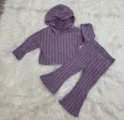 purple hooded top flare pants set 12-18m