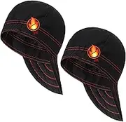 Yunsailing 2 Pcs Welding Cap Flame Resistant Welders Caps Reversible Elastic Cotton Soft Short Crown Welders Hats Men Women