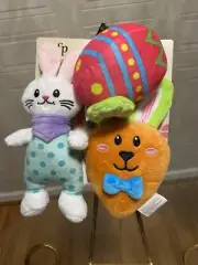 AFP All for Paws Dog Toys Plush Gray Bunny Squeaker Crinkle Ears Lot of 3 Small