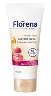 Florena Hand Cream with Grape Seed Oil & Soybean Oil,Vegan,1er Pack (1 X 100ml)