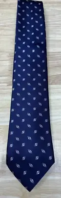 John G Hardy Mens Silk Necktie Navy White Purple Diamond Geometric Weave Woven