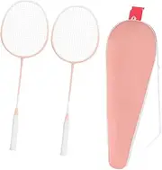 Hellery Luminous Badminton Rackets Set Badminton Racquet Comfortable Grip Competition Sweat Absorbing Anti Slip Handle Gear with Bag