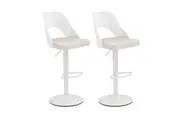 Costway Bar Stools Set of 2 Ergonomic Counter Height Stools Modern Swivel Bar Chairs White