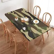 Abstract Camouflage Camo Rectangular Tablecloth Table Cover for 4 Foot Tables, Waterproof Fitted Elastic Edged Table Cloth for Indoor Outdoor Party Wedding Picnic Patio, 4 Ft/48x30 inch