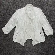 Chico's Drape Front Jacket Metallic Silver Shine Open Lightweight Cardigan