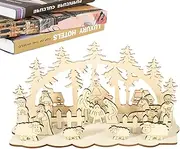 Wood Nativity Scene - Religious Holiday Decor, Nativity Scene Display | Baby Jesus Nativity Mantle Decor Wooden Material, Shelves Decorative Nativity Figurines for Christmas Gifting