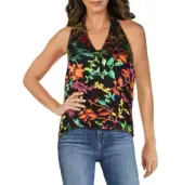 NWT Alice + Olivia Maris Leaf Velvet Silk Burnout Halter Top XS New