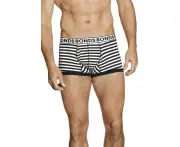 5 x Bonds Mens Striped Fit Trunk Trunks Underwear Black White Cotton/Elastane - White/Black (29X)