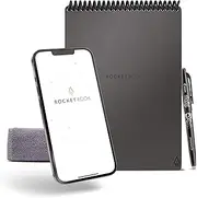 Rocketbook Smart Reusable Notebook, Flip Executive Size Spiral Notebook, Gray, (6" x 8.8"")