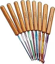 Coopay Bamboo Crochet Hooks Comfort Grip, 6.7" Crochet Kit Longer Aluminum Shaft Crochet Needles for Crocheting, Ergonomic Knitting Hooks Set for Crochet Yarn Craft, Premium Knitting Crochet Supplies
