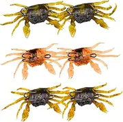 Saltwater Lures, 6PCS Soft 3D Simulated Crab Bait Crab Lure with Sharp Double Hook, 5.1 Inch Waterproof Saltwater Bait for River, Stream, Lake Lure Fish Bites