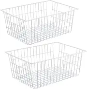 Ipegtop Wire Storage Freezer Baskets, Set of 2 Large 15.4" Household Metal