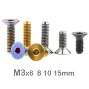 GR5 TC4 Titanium Ti Screws M3x6 8 10 15mm Hex Flat countersunk head screws