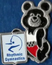 Rare Dated 1980 Moscow Misha Olympic Rhythmic Gymnastics Mascot Sports Pin