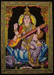 Lungta Imports Cotton Canvas Goddess SARASWATI 40" X 30" Tapestry