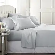 Danjor Linens King Size Sheets Set - 6 Piece Set Including 4 Pillowcases - Deep Pockets - Breathable, Soft Bed Sheets - Wrinkle Free - Machine Washable - Light Grey King Bed Sheets - 6 pc