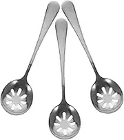 CIYODO Stainless Steel Serving Spoon Colander Set 3 Piece Round Utensil Set Perfect for Pasta Soup and More