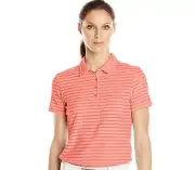 Adidas Golf Climacool Womens Cottonhand Mesh-Striped Polo Shirt Sunset Coral