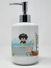 Wirehair Black and Cream Dachshund Ceramic Soap Dispenser Hand Soap Dispenser
