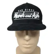 San Diego March and Ash Logo Snap Back Hat Cap Black Corduroy Adjustable NEW NWT