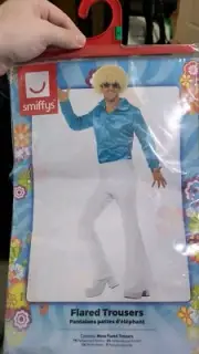 Smiffys Flared Trousers Mens White Medium Costume Pants Brand New