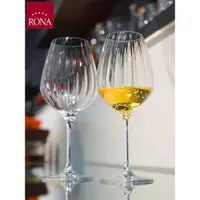 在飛比找ETMall東森購物網優惠-捷克進口RONA水晶玻璃紅酒杯棱境條紋家用紅酒杯歐式高腳杯玻