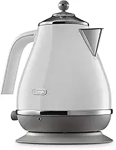 De'Longhi Icona Capitals Electric Kettle KBOC2001W, 1.7L Capacity, 360-Degree Swivel Base, Cord Storage, White