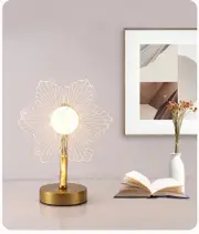 GGP Flower Shape Luxury Acrylic Table Lamp Modern Usb Powered Night Light - Decorative Atmosphere Lamp For Bedroom, Living Room, And Bedside - Compact Design With 3 Color Temperatures