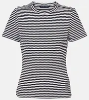 [Veronica Beard] Veronica Beard Draya striped cotton-blend T-shirt AU 12 black