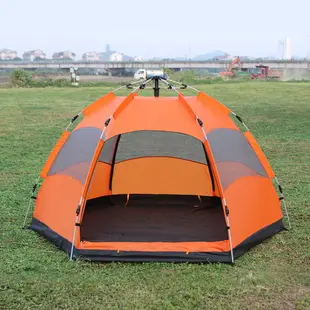 帳篷戶外全自動雙層六角帳篷加厚防水防曬防蟲野營野外露營
