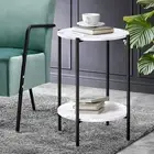 round Side Table Marbel Coffee Table Small End Table White and Black