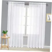 Sheer Curtains 96 inch Length 2 Panels Set, 70"W x 96"L (Pack of 2) White
