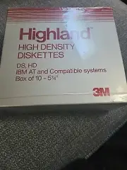 10 Vintage, 1987, Highland 5.25" Diskettes, DS, HD, Double Sided, High Density