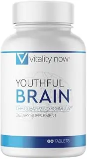 Youthful Brain | Memory & Brain Health Support Supplement - Doctor Formulated Brain Booster with Bacopa Monnieri, Ginkgo Biloba, B12 - Easy to Swallow Tablets - 30-Day Supply (60 Count)