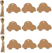 HEALSOPTHY 1 Set Creative Car Shape Present Tags Blank Labels with Rope for Weddings Parties and Present Wrapping Sturdy Paper for DIY Projects and Personalization