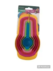 6 Pieces Plastic Colourful Measuring Cup and Spoon Set Stackable Baking Tool