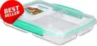 Sistema to GO Multi Split Meal Container, 820ml, BPA-Free, Clear/Green